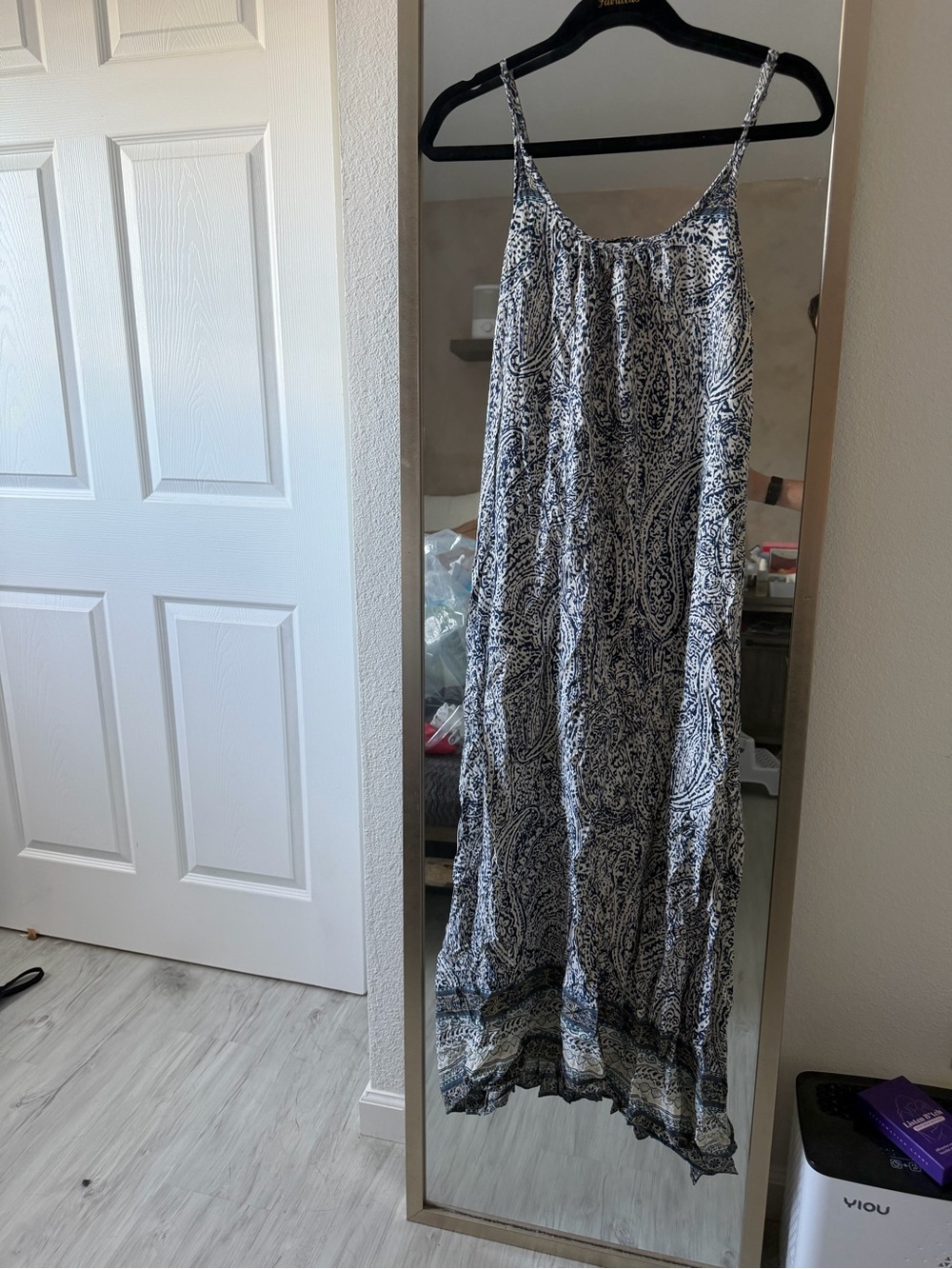 Tobi Navy and White Paisley-Print Maxi Dress